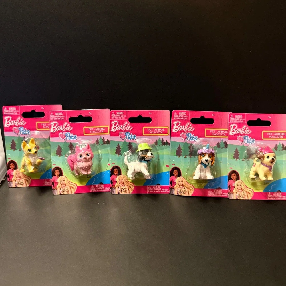 Barbie Pets Mini Figure Lot Kids NEW 5pc Puppy Dog Cat Collection